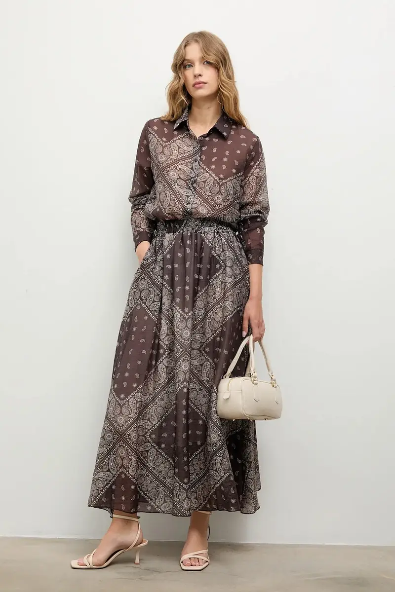 camicia e gonna colore marrone miniatura 5