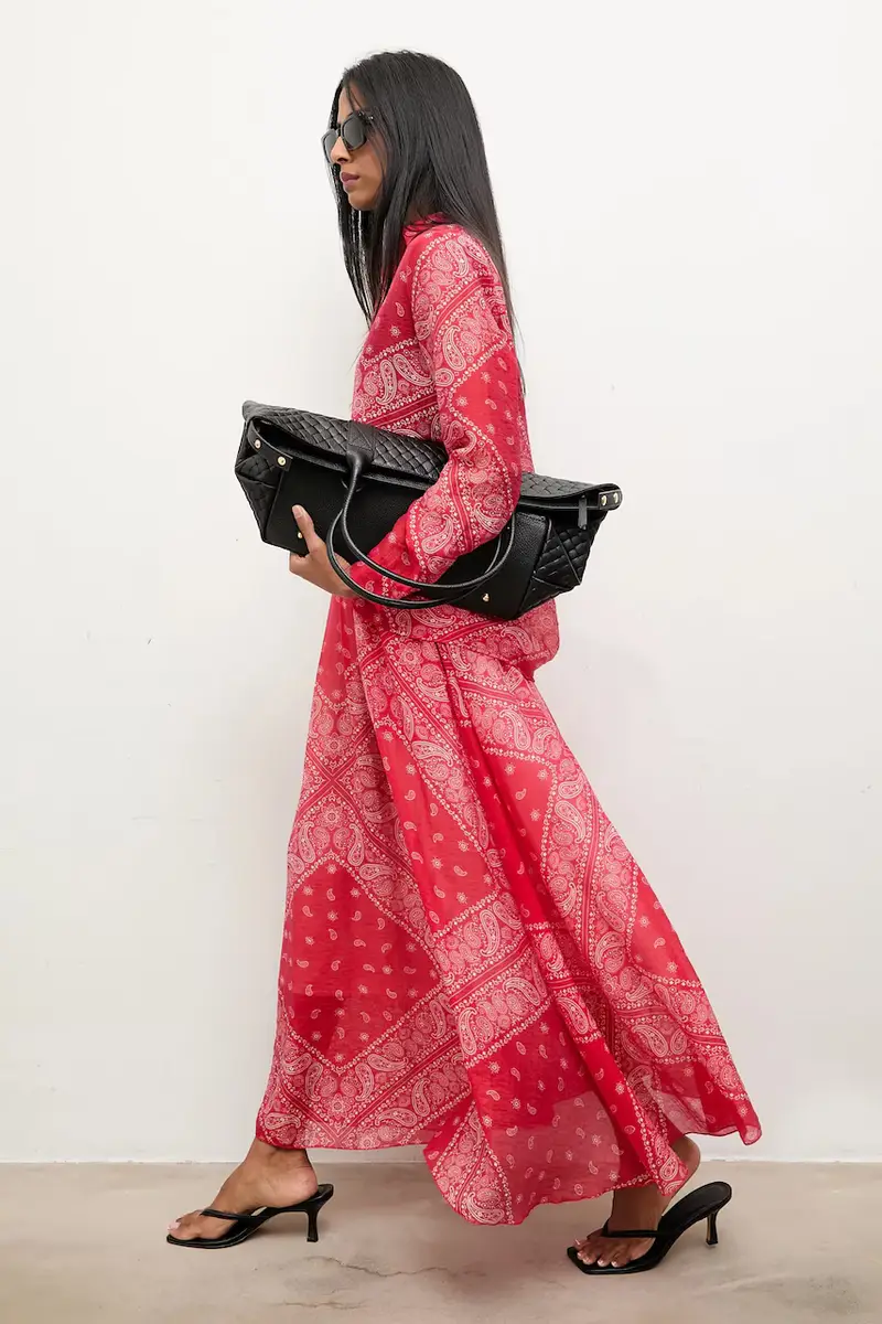 camicia e gonna colore rosso miniatura 2