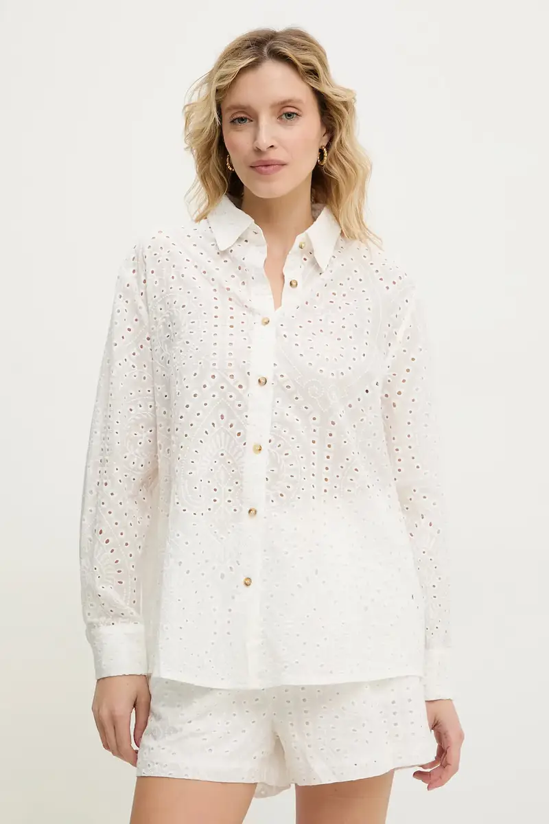 camicia e pantaloncini di cotone colore bianco miniatura 3