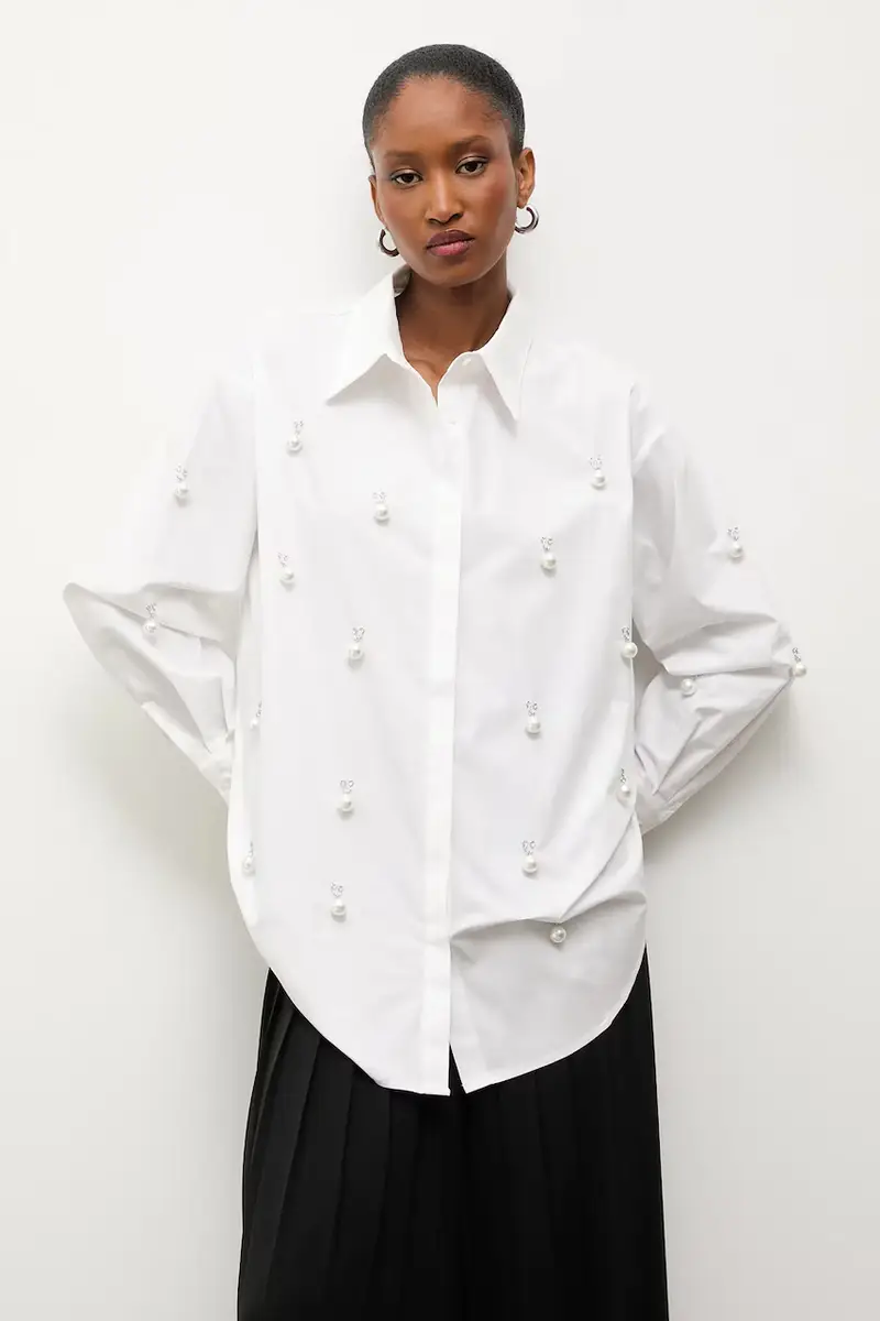 camicia in cotone Bianco miniatura 2