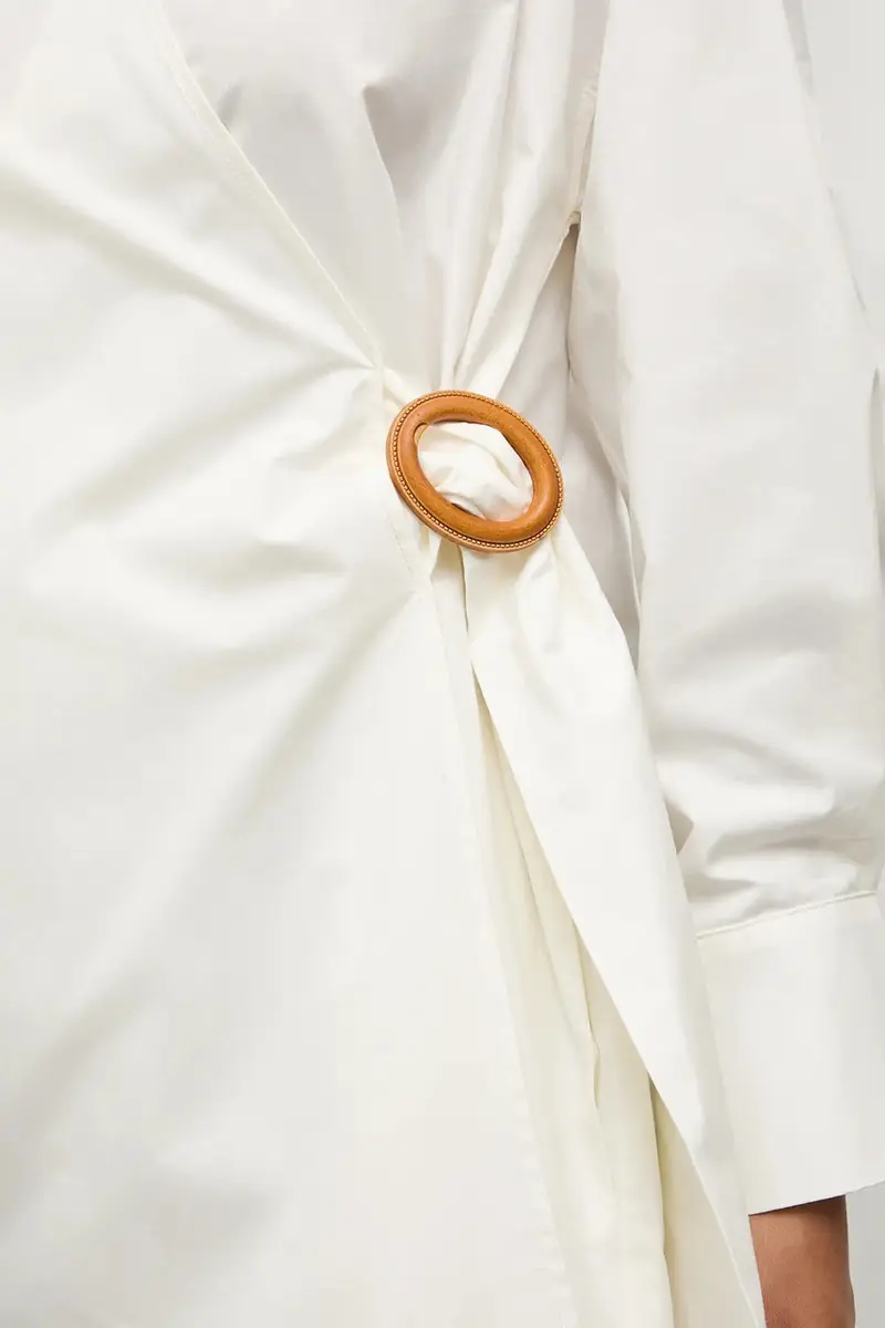 camicia in cotone donna colore beige miniatura 5