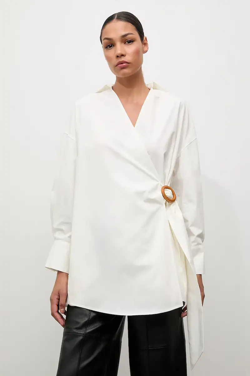 camicia in cotone donna colore beige