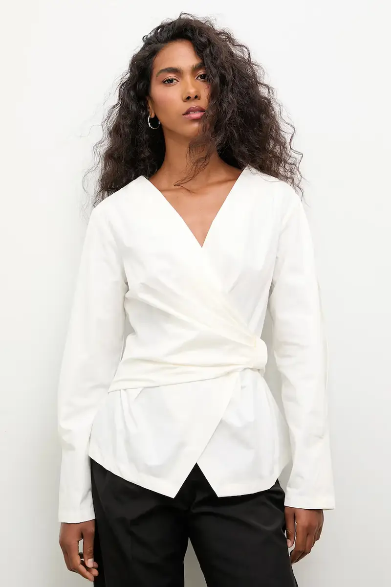 camicia in cotone donna colore bianco miniatura 2