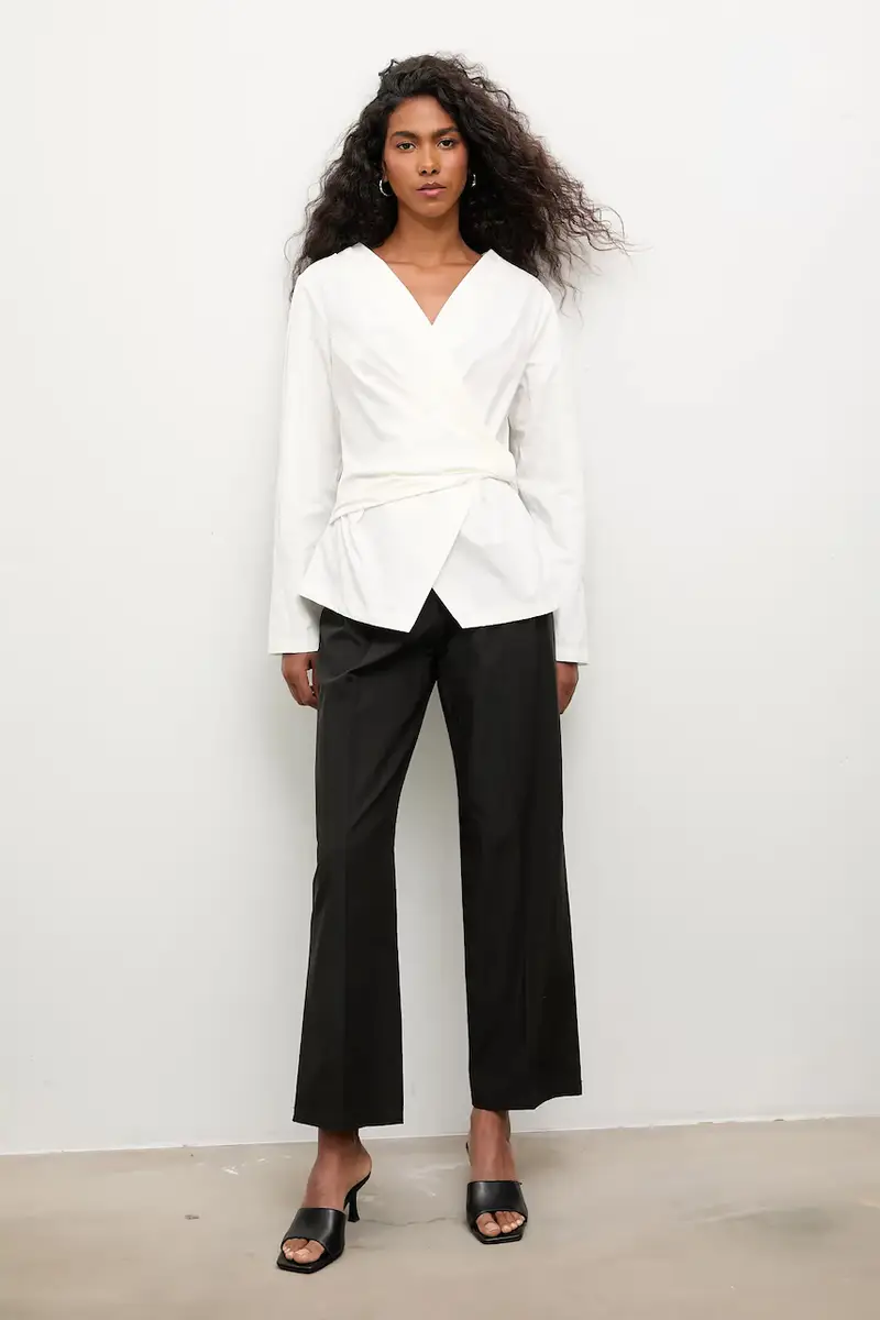 camicia in cotone donna colore bianco miniatura 3