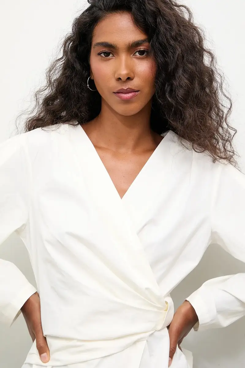 camicia in cotone donna colore bianco miniatura 5