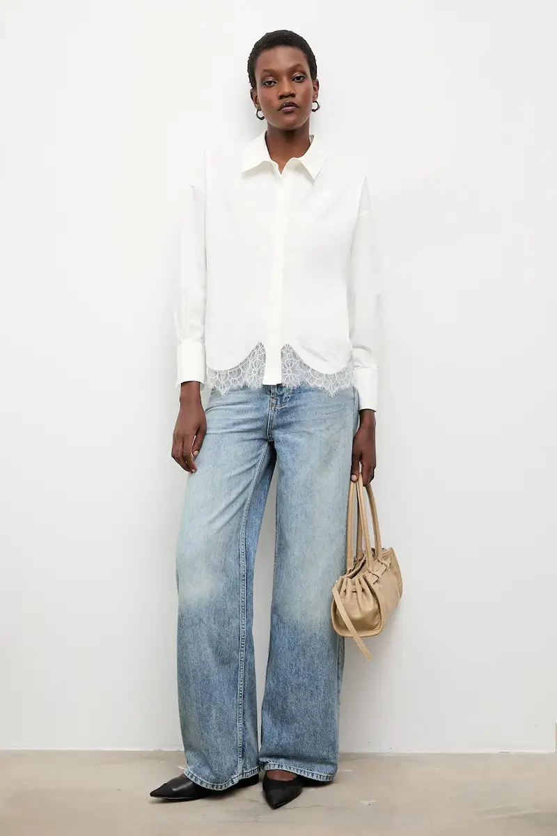 camicia in cotone donna colore bianco miniatura 2