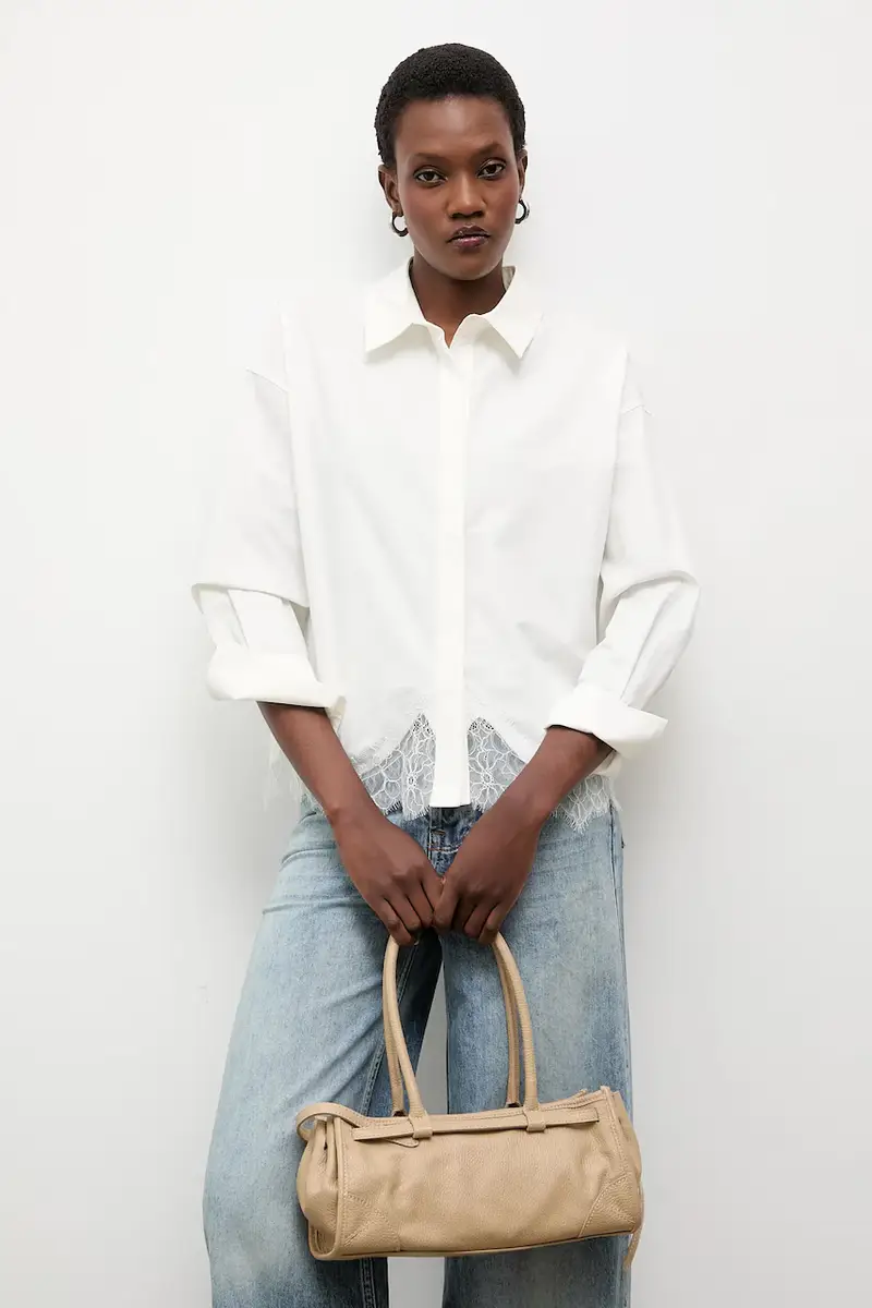 camicia in cotone donna colore bianco miniatura 4