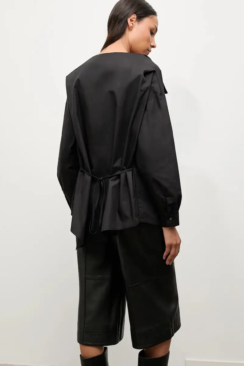 camicia in cotone donna colore nero miniatura 2