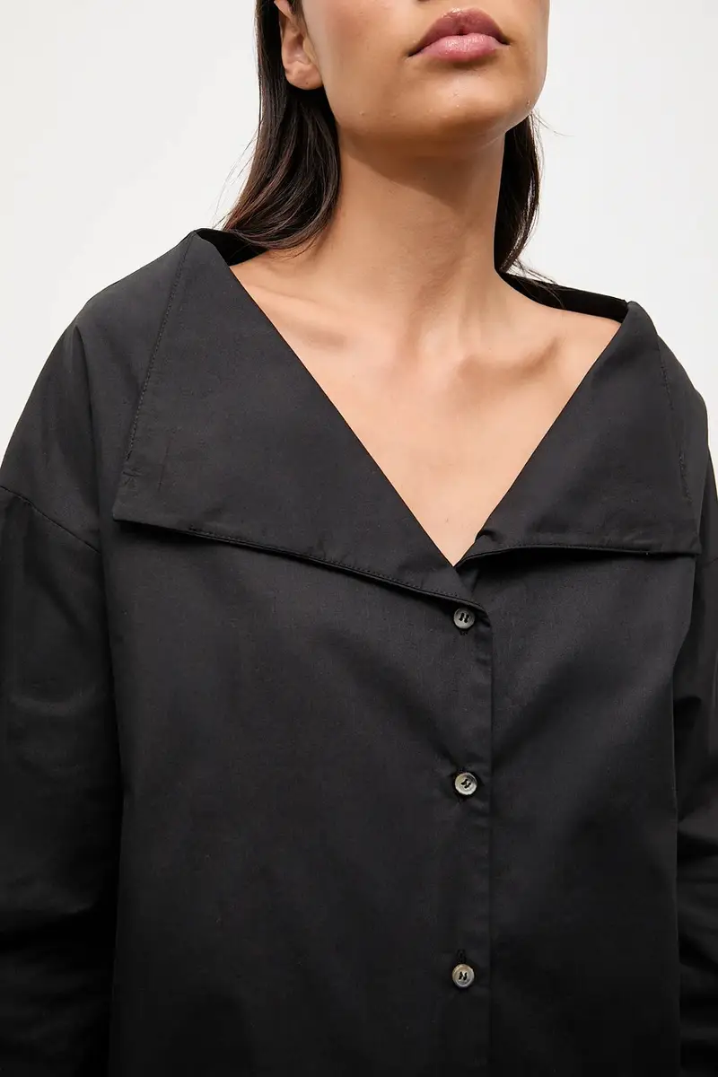 camicia in cotone donna colore nero miniatura 5