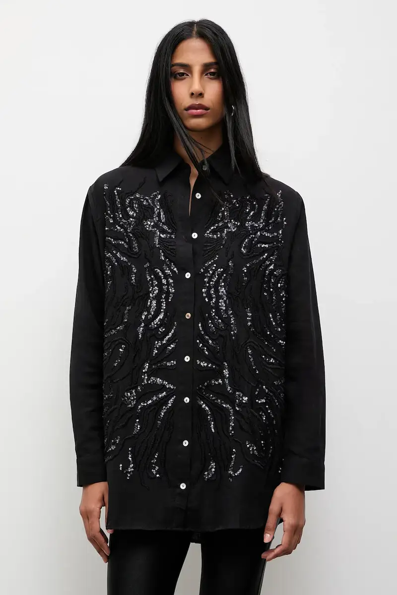 camicia in cotone donna colore nero