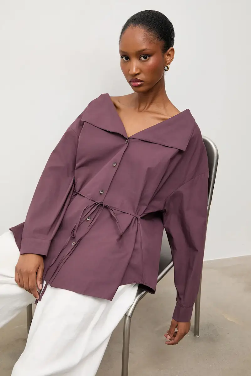 camicia in cotone donna colore nero Granata miniatura 4