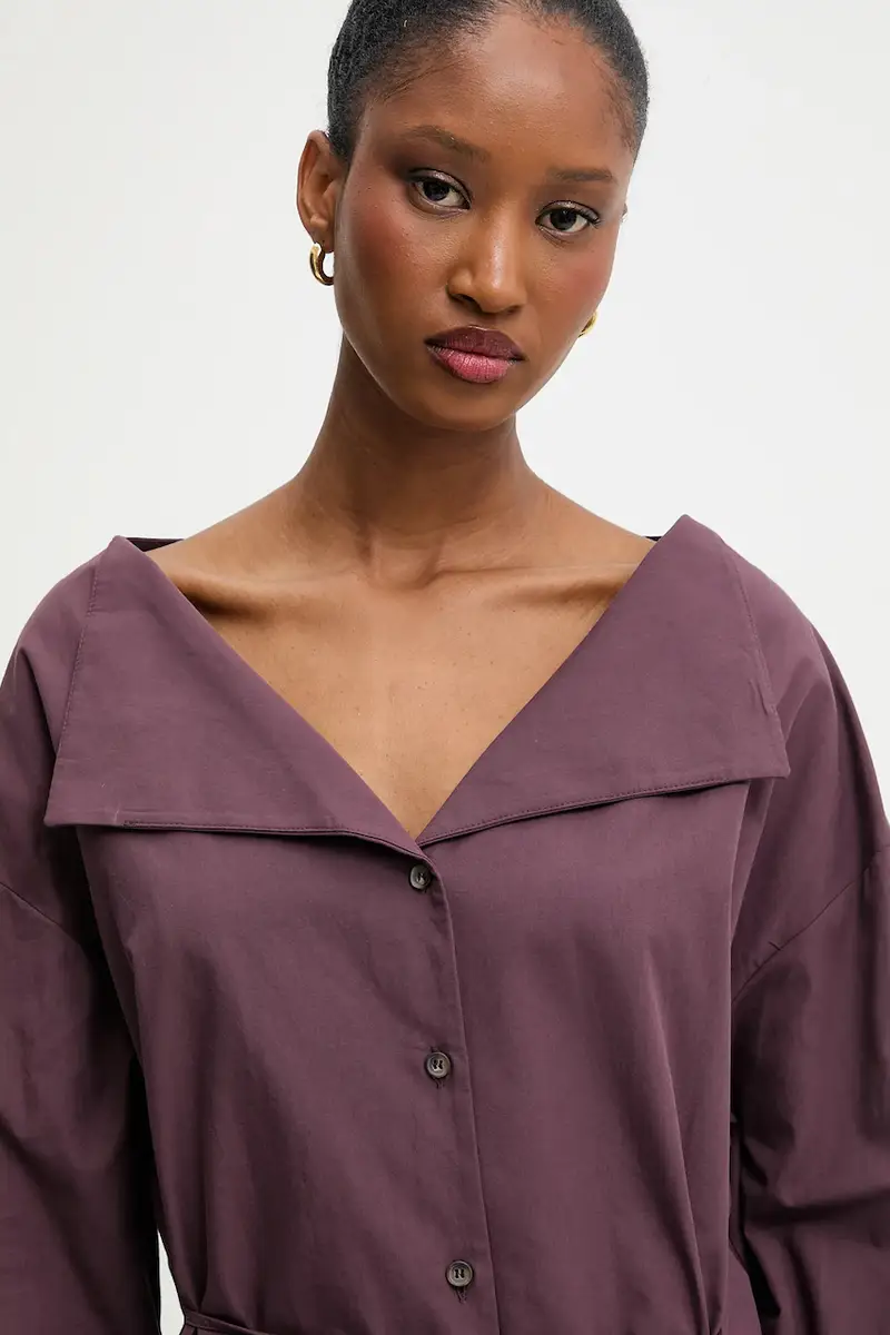 camicia in cotone donna colore nero Granata miniatura 5