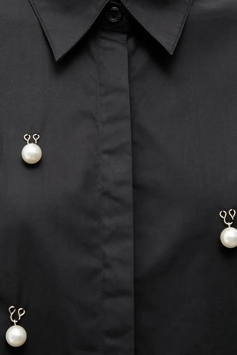 camicia in cotone Nero miniatura 5