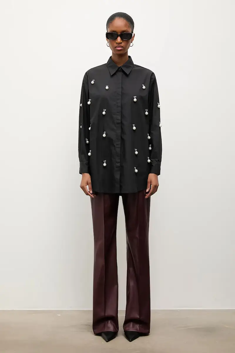 camicia in cotone Nero