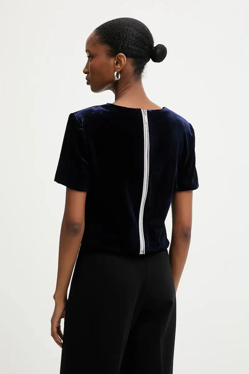 camicia in velluto Blu navy miniatura 3