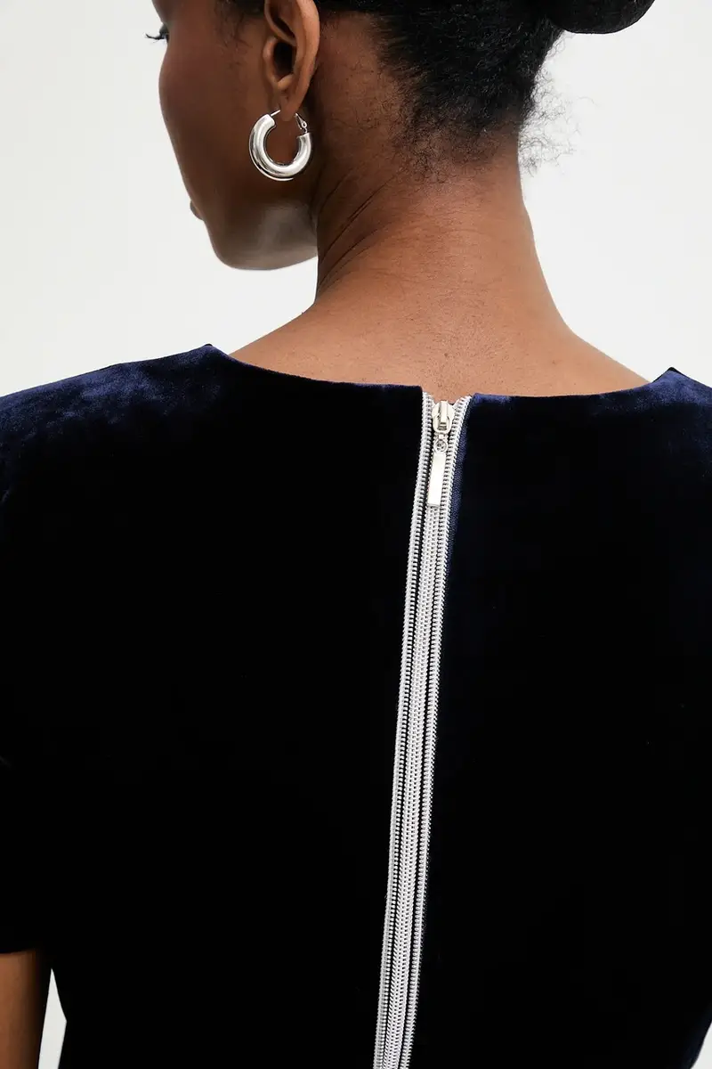 camicia in velluto Blu navy miniatura 5