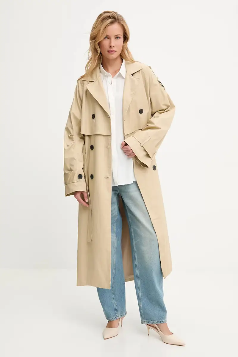 cappotto in cotone colore beige miniatura 2