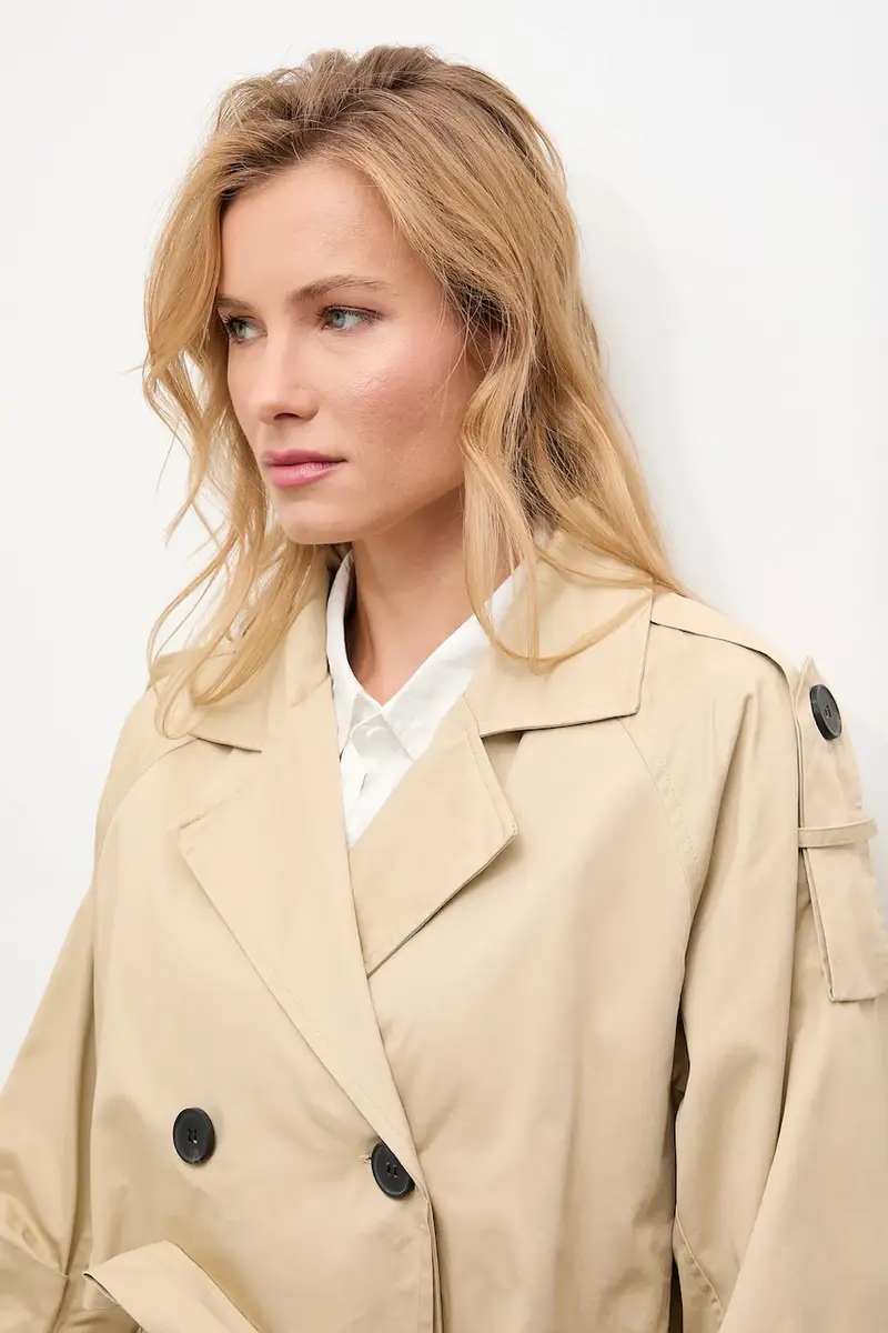 cappotto in cotone colore beige miniatura 4