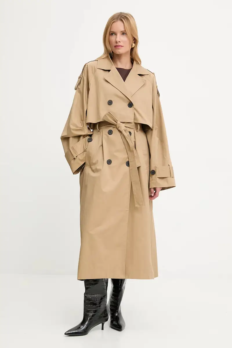 cappotto in cotone colore marrone miniatura 3