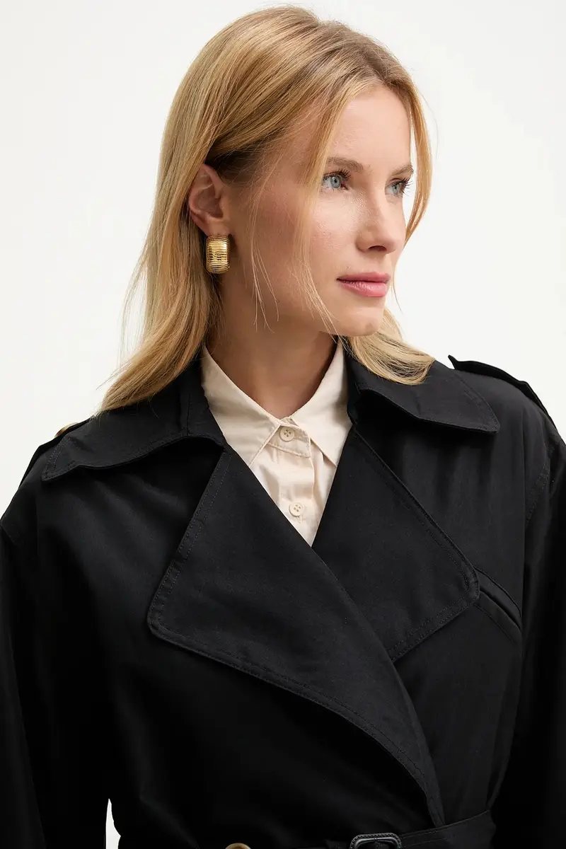 cappotto in cotone colore nero miniatura 5