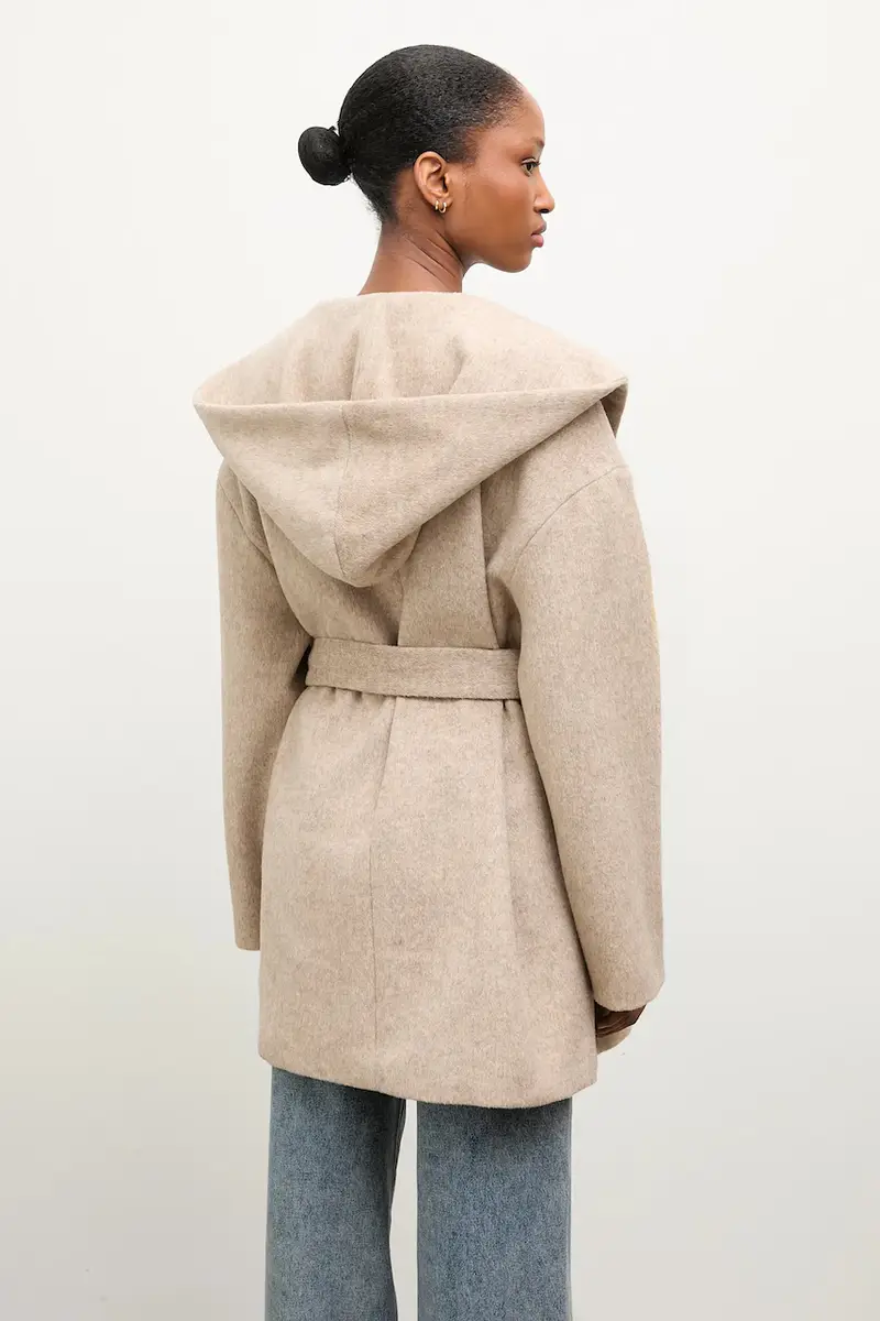 cappotto in lana colore beige miniatura 3