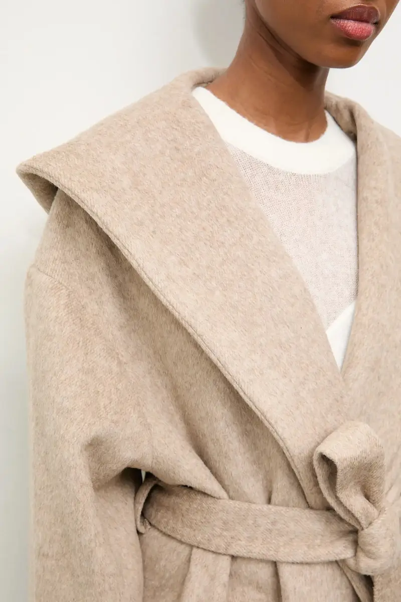 cappotto in lana colore beige miniatura 5