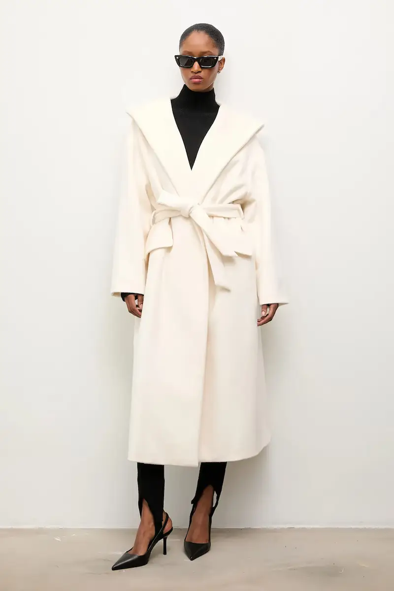 cappotto in lana colore beige miniatura 2