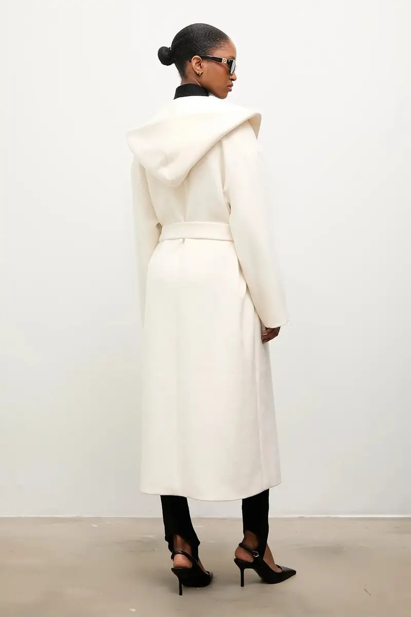 cappotto in lana colore beige miniatura 3