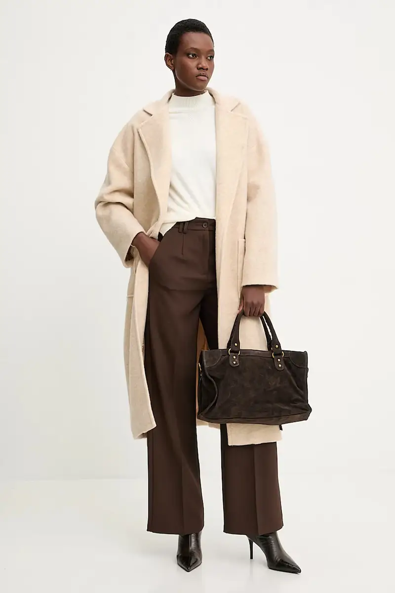 cappotto in lana colore beige miniatura 2