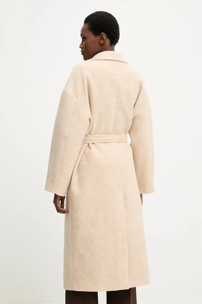 cappotto in lana colore beige miniatura 3
