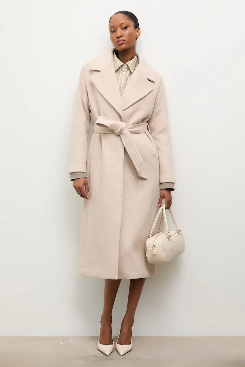 cappotto in lana colore beige miniatura 2