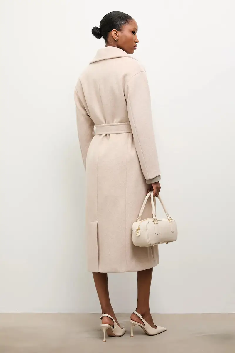 cappotto in lana colore beige miniatura 3