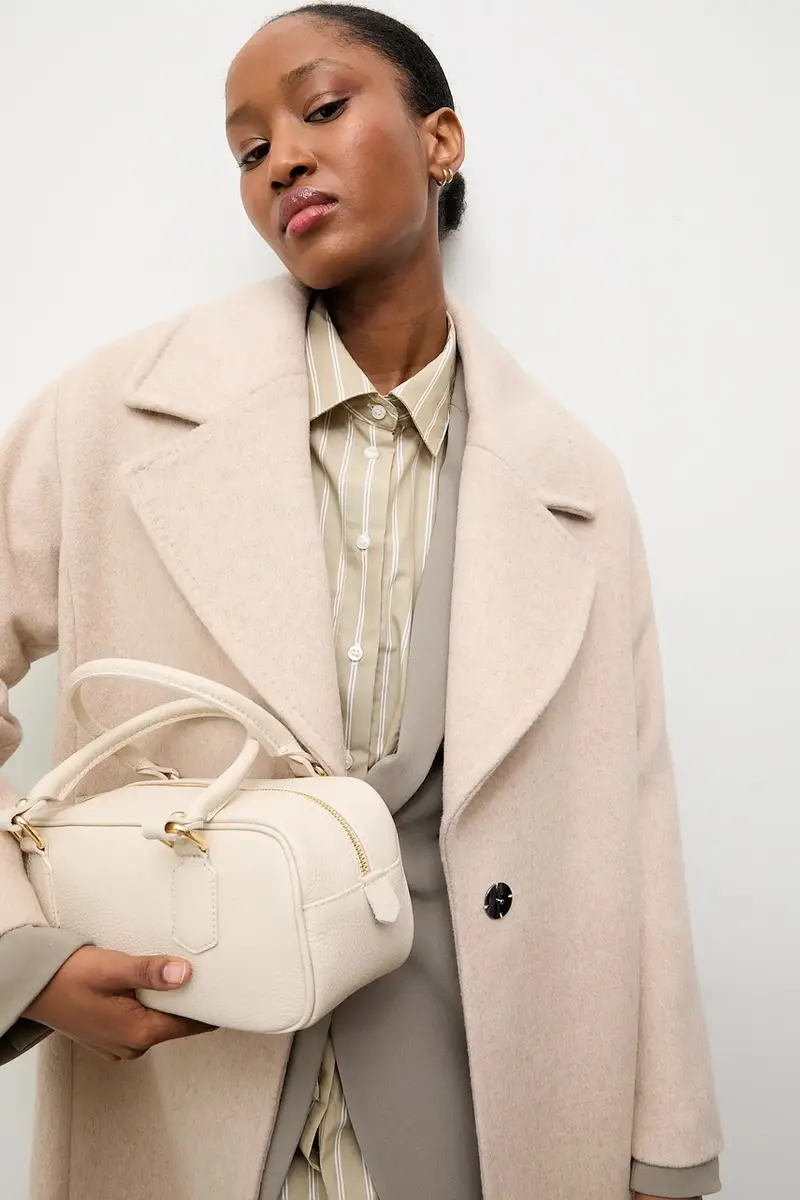 cappotto in lana colore beige miniatura 5