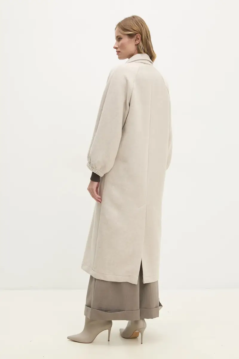 cappotto in lana colore beige miniatura 3