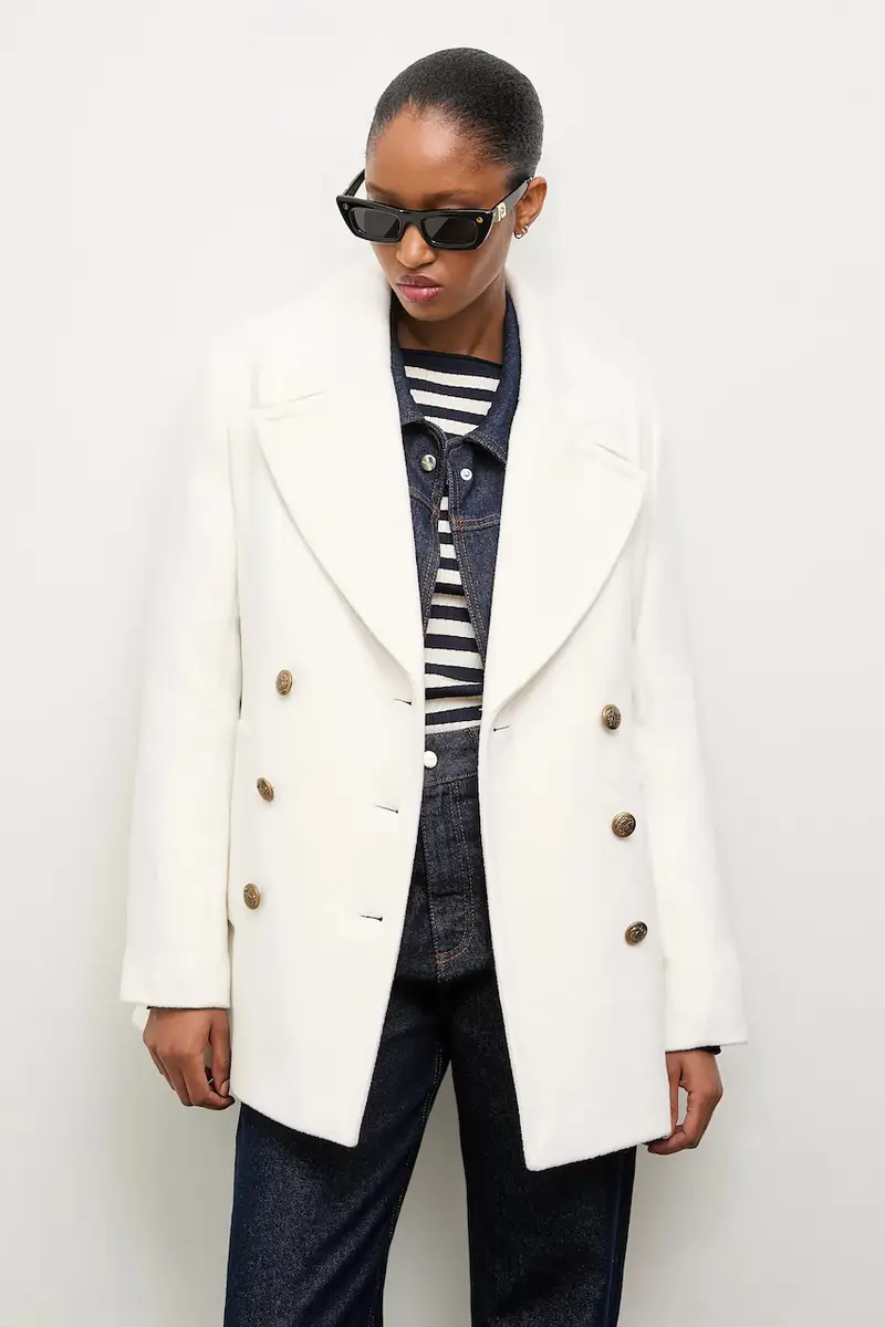 cappotto in lana colore bianco miniatura 2