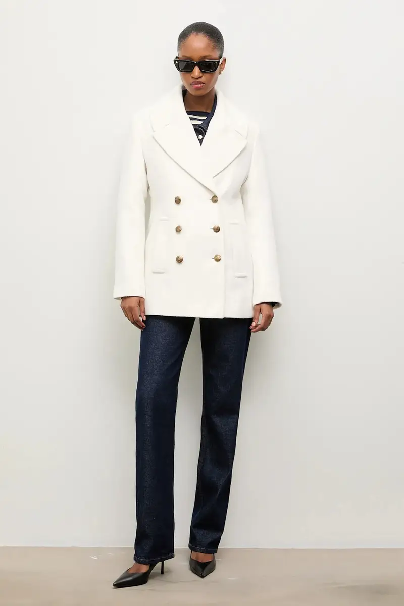 cappotto in lana colore bianco miniatura 3