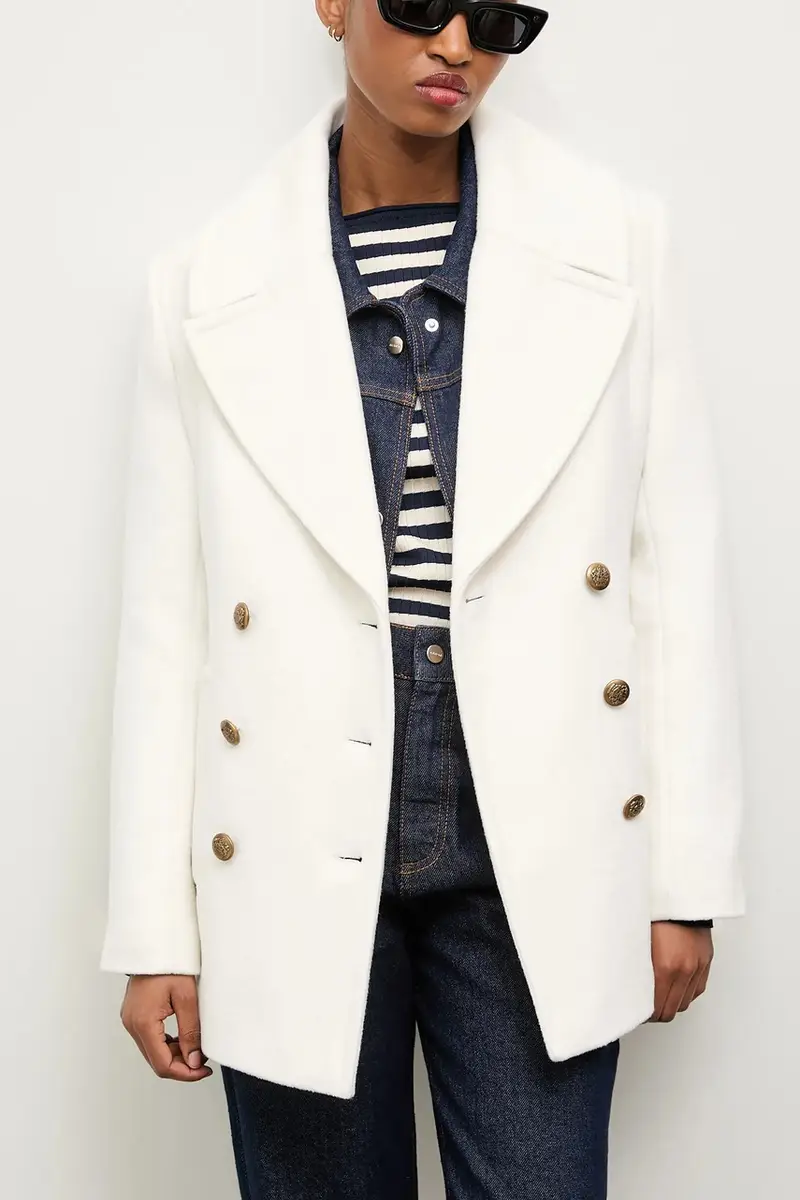 cappotto in lana colore bianco miniatura 5