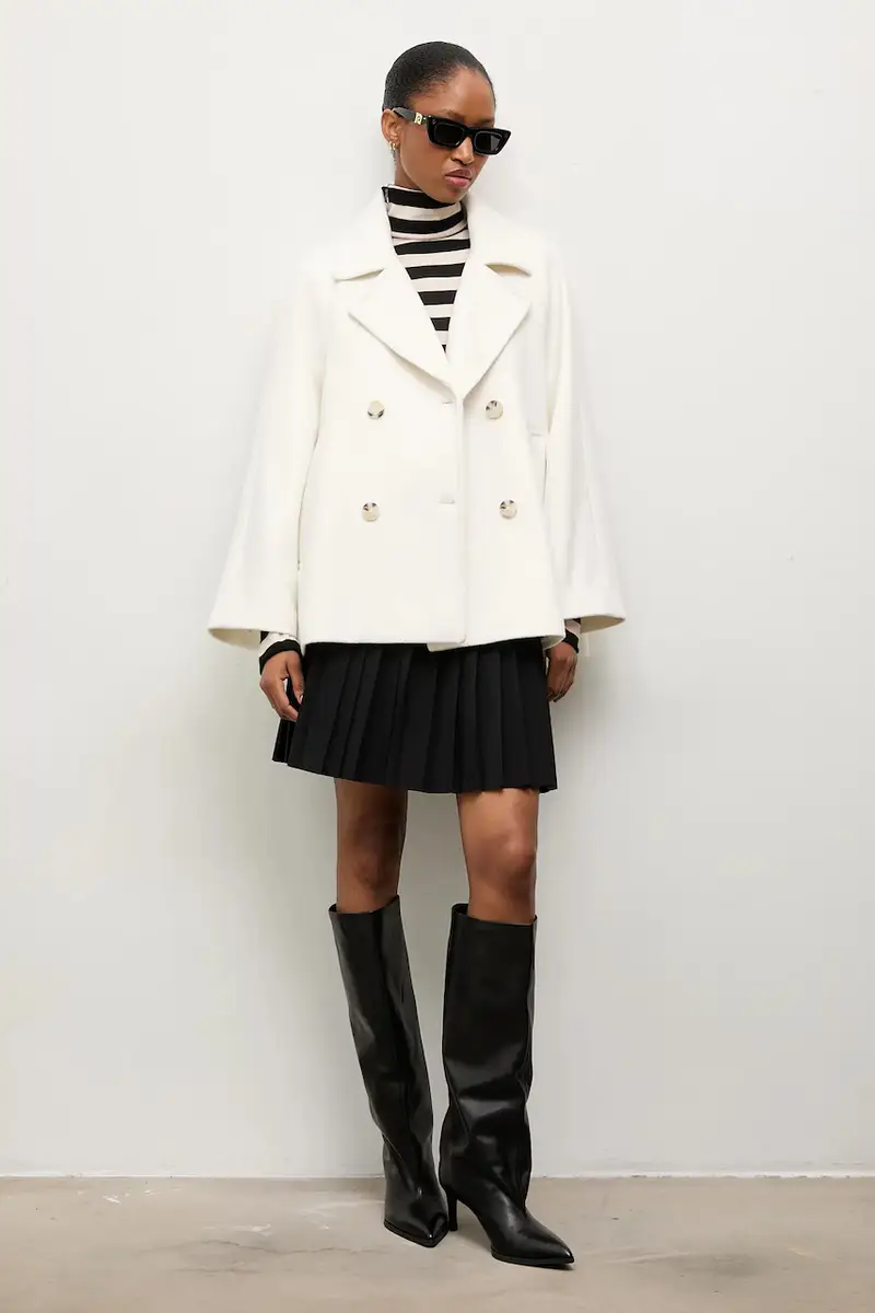 cappotto in lana colore bianco miniatura 2