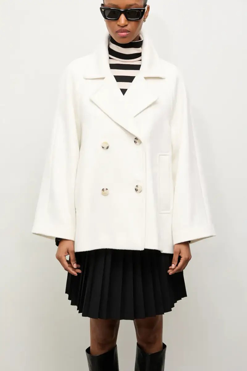 cappotto in lana colore bianco miniatura 4