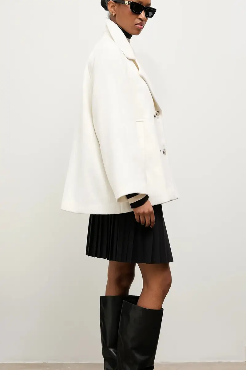 cappotto in lana colore bianco miniatura 5