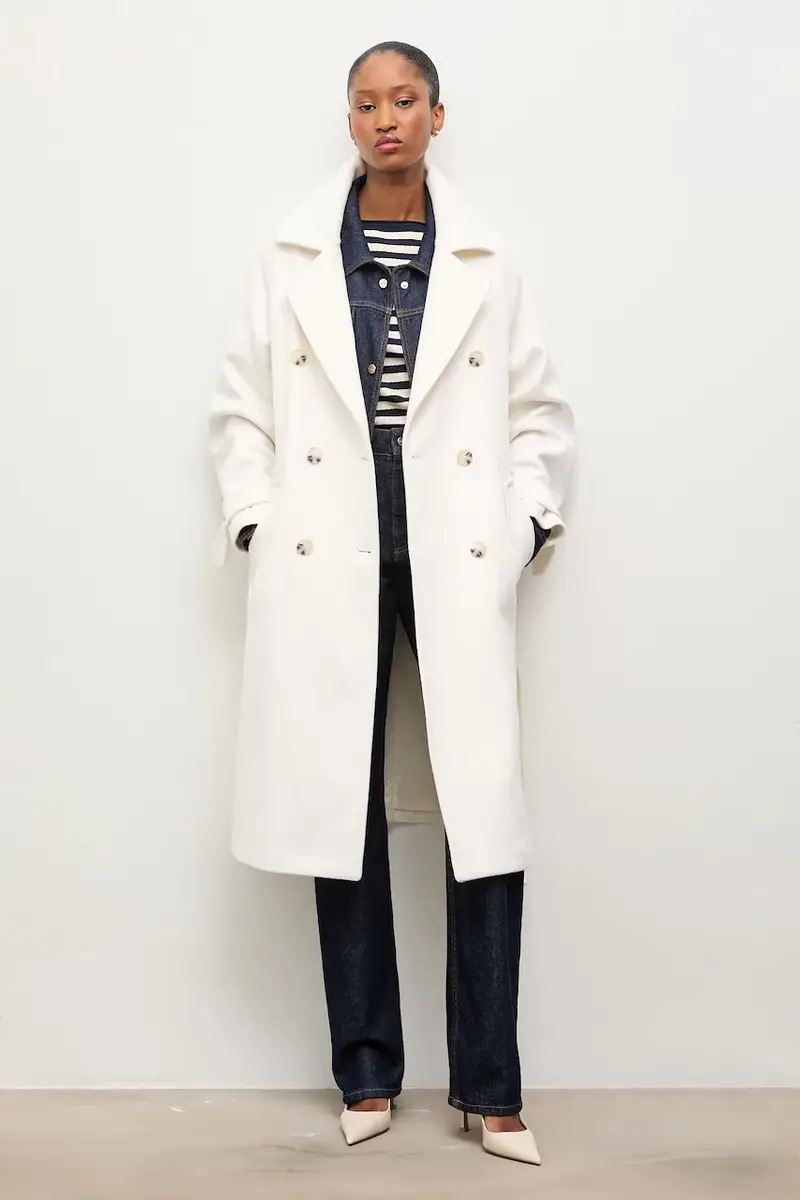 cappotto in lana colore bianco miniatura 2