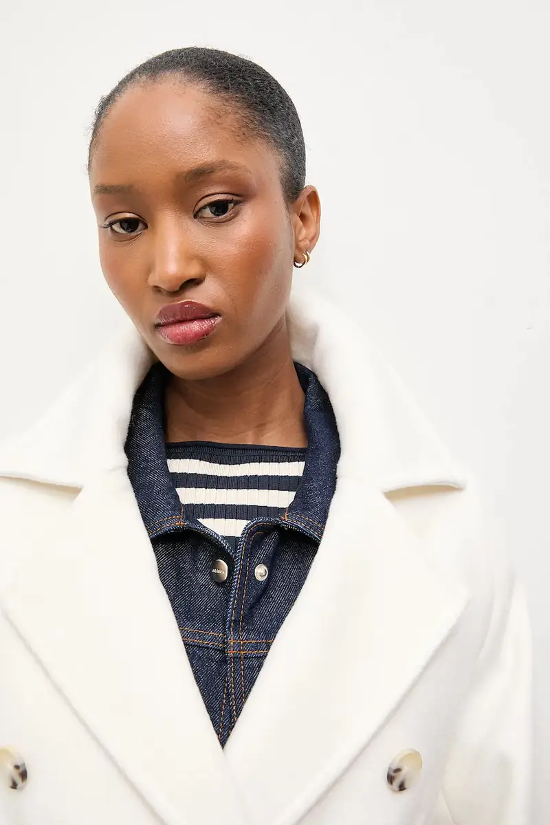 cappotto in lana colore bianco miniatura 5