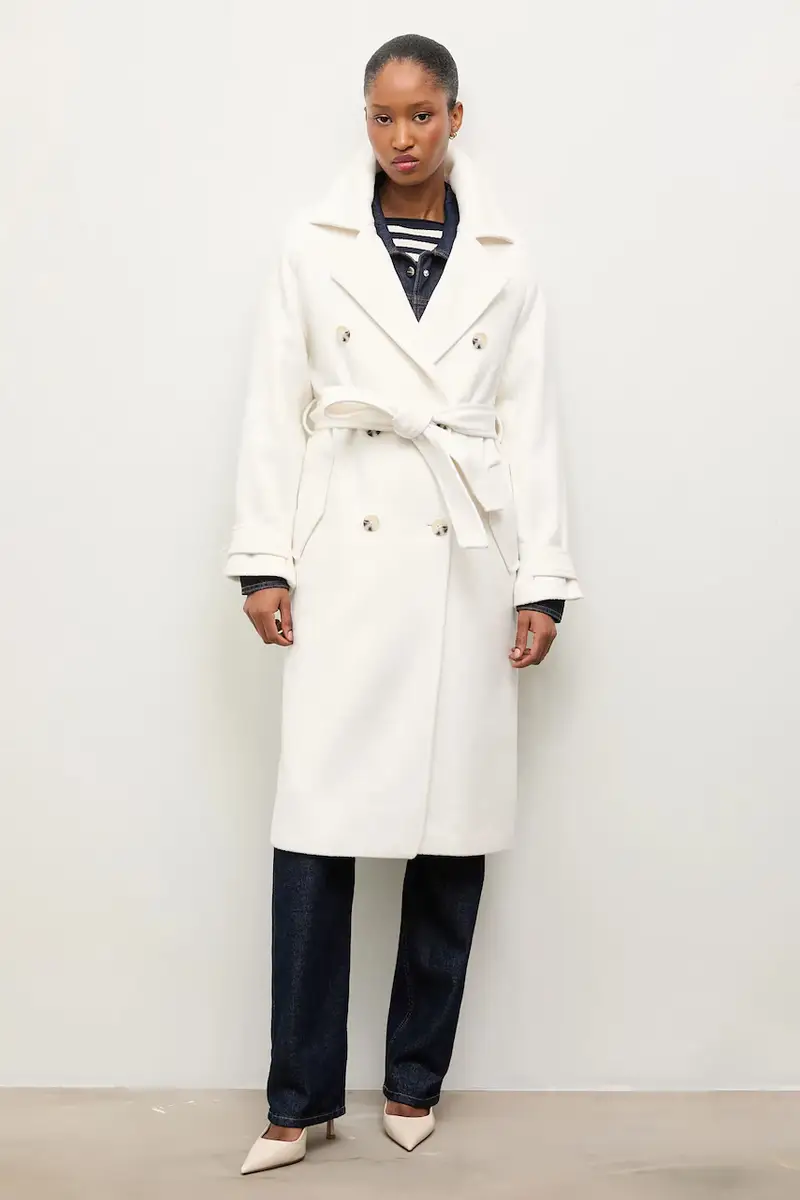 cappotto in lana colore bianco