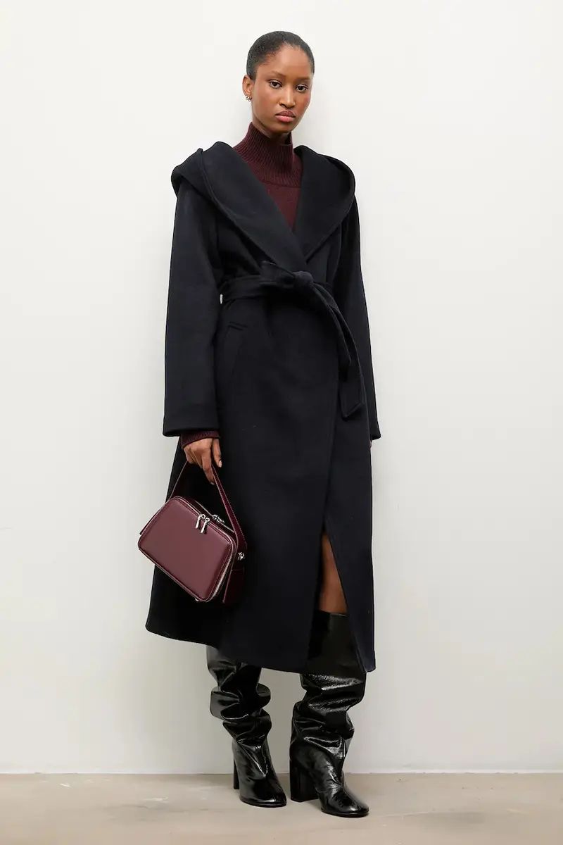 cappotto in lana colore blu navy miniatura 3