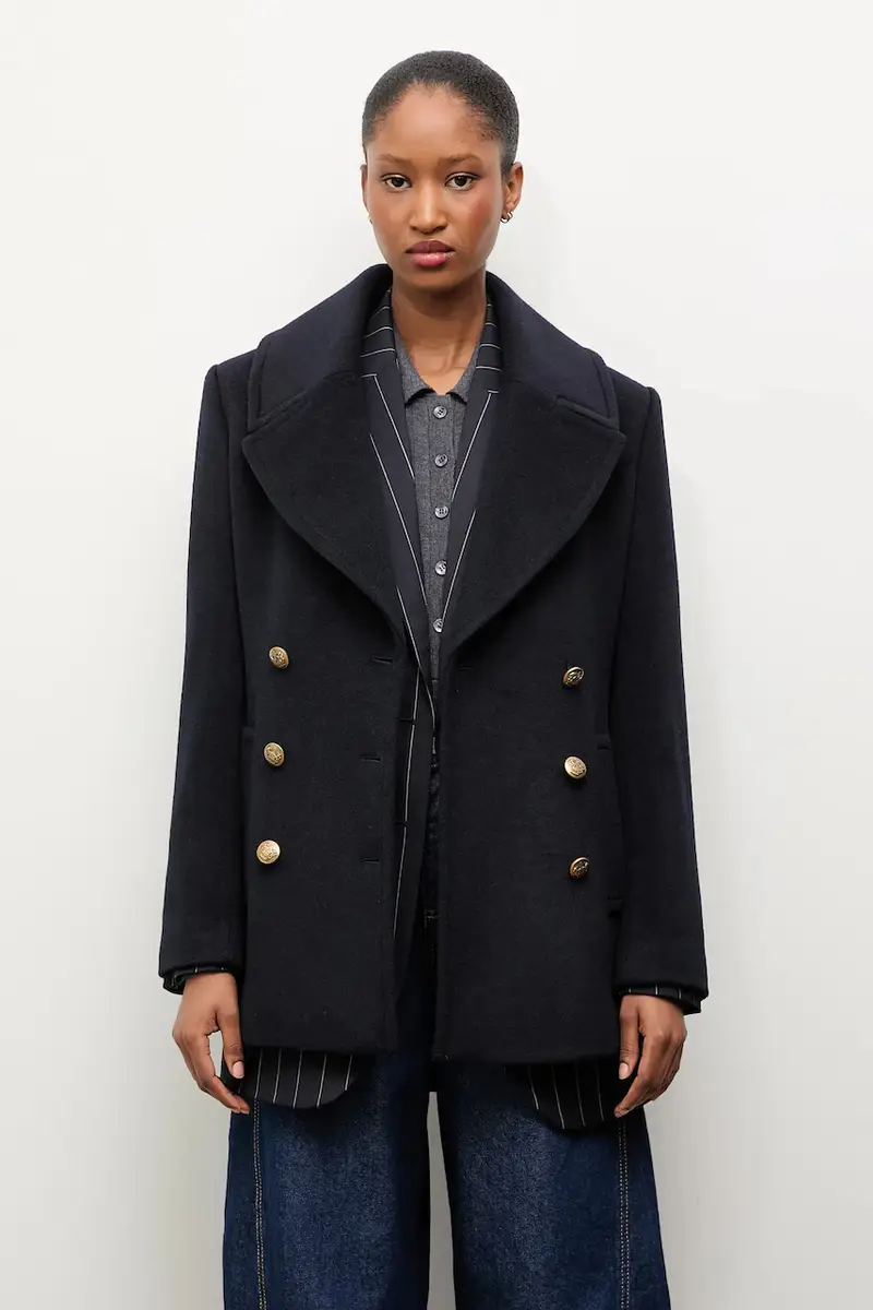 cappotto in lana colore blu navy miniatura 2