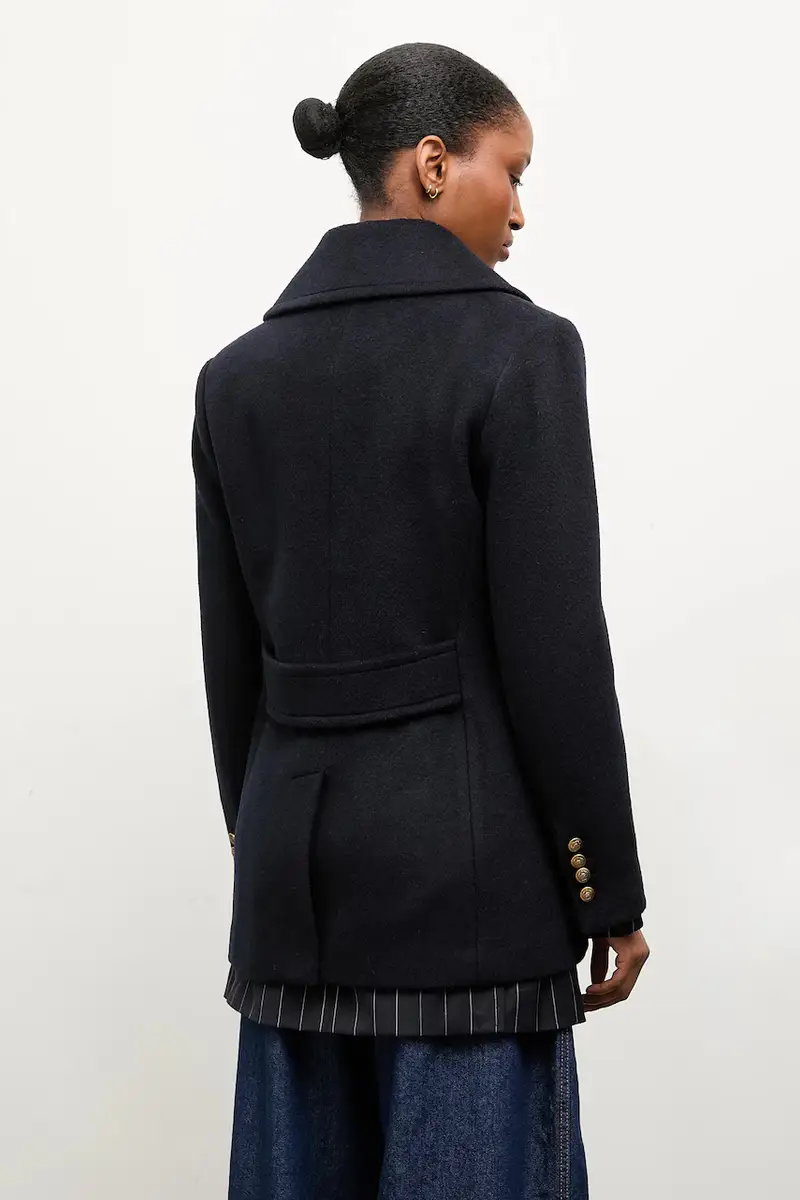 cappotto in lana colore blu navy miniatura 3