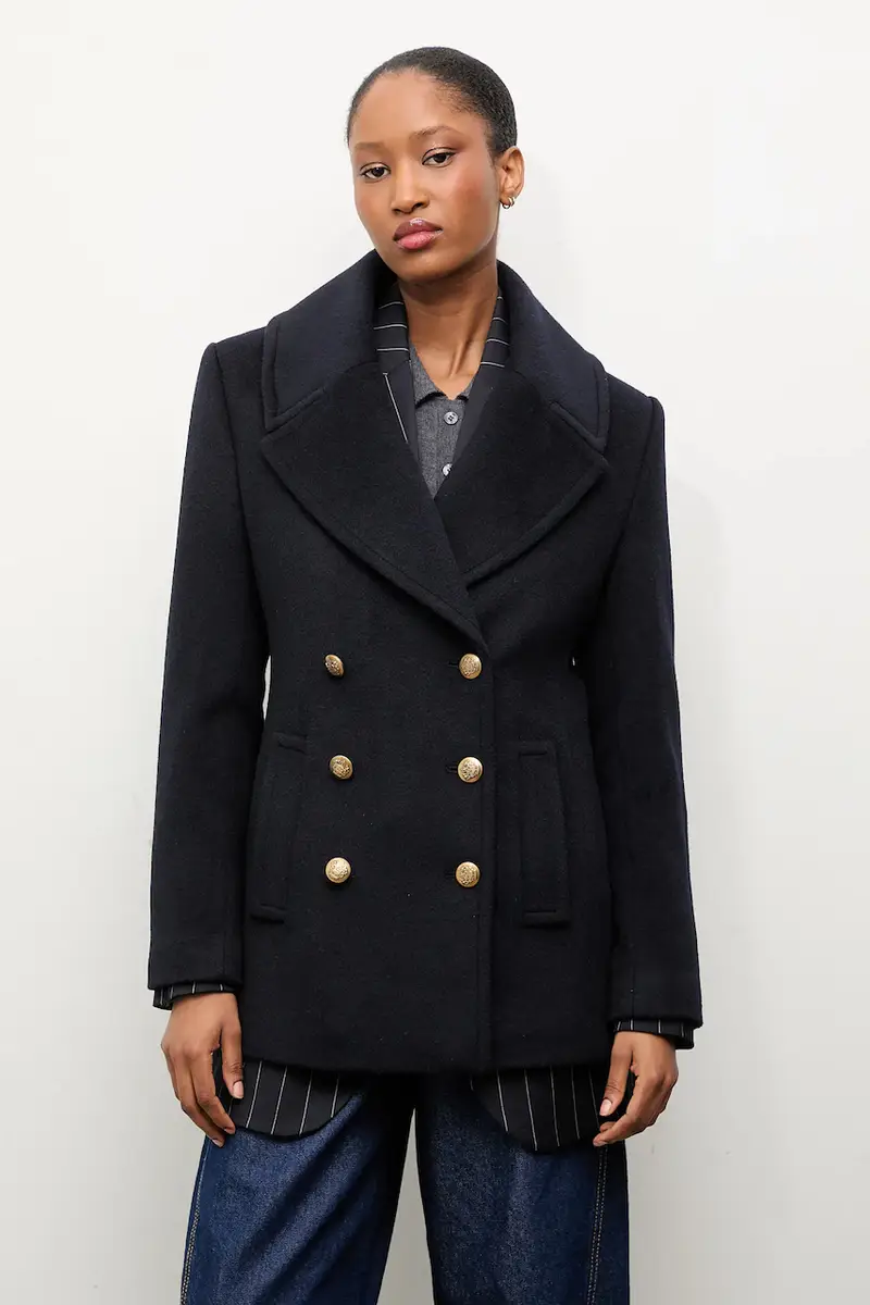 cappotto in lana colore blu navy miniatura 4