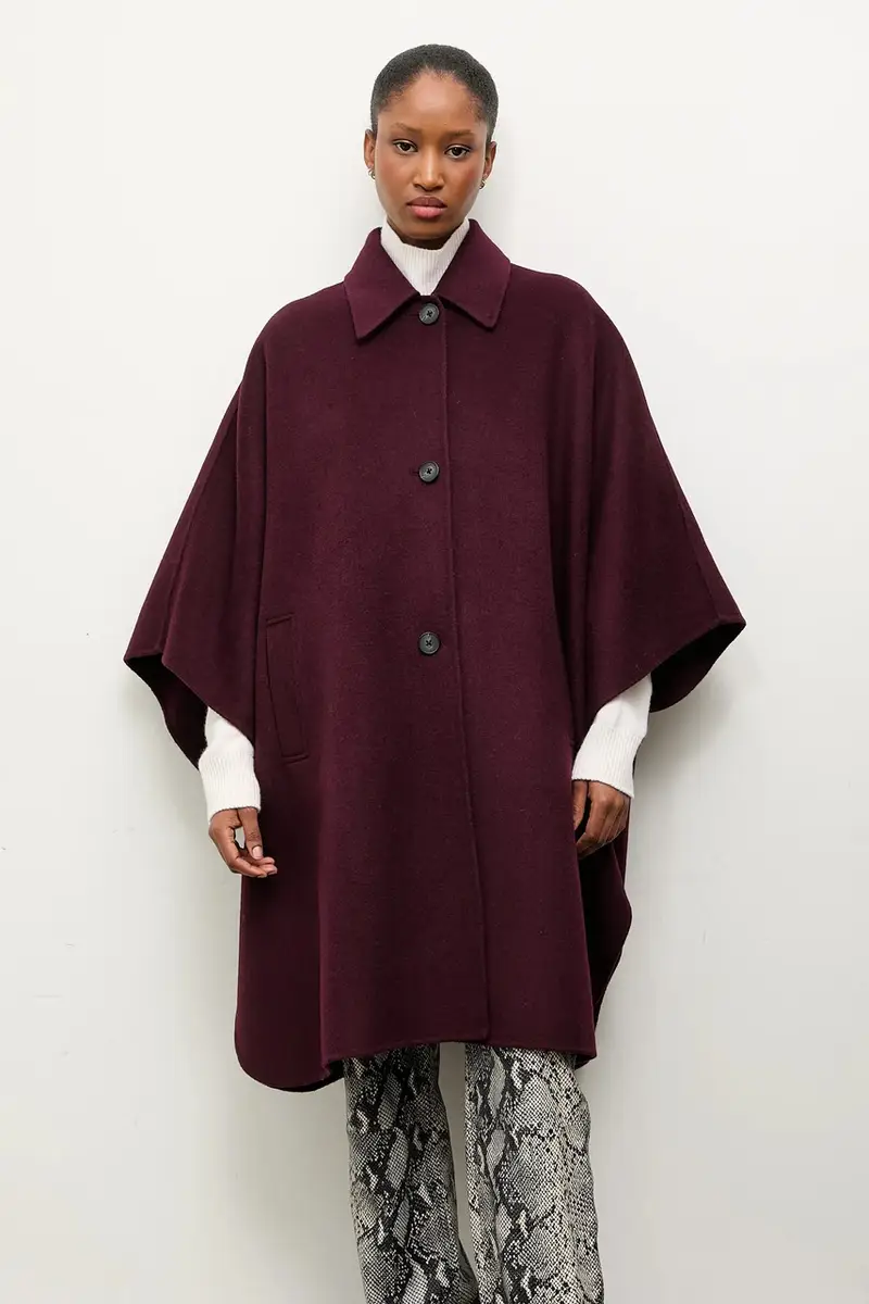 cappotto in lana colore granata miniatura 4