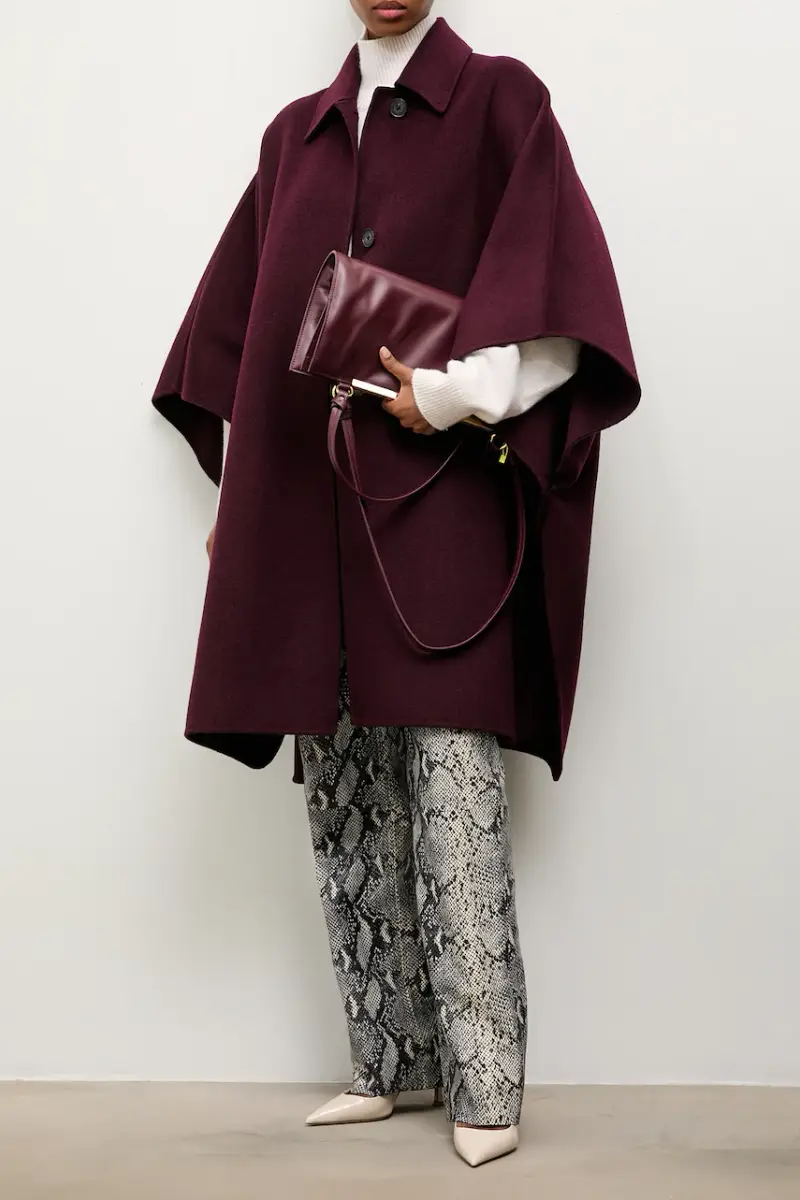 cappotto in lana colore granata