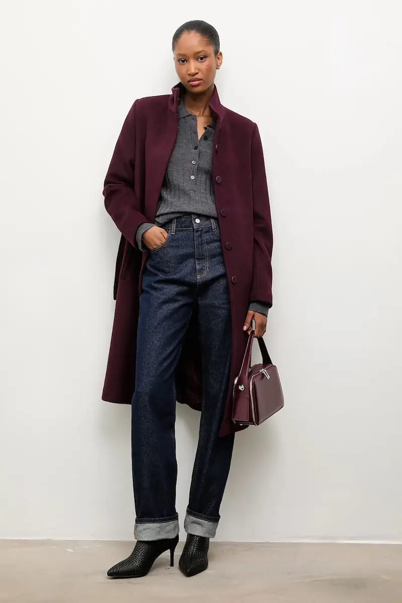 cappotto in lana colore granata miniatura 2